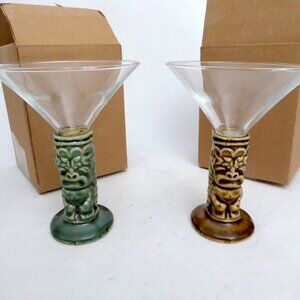 NEW IN BOX TIKI FARM TikiTini MARTINI HYBRID GLASS & CERAMIC TIKI GLASS SET